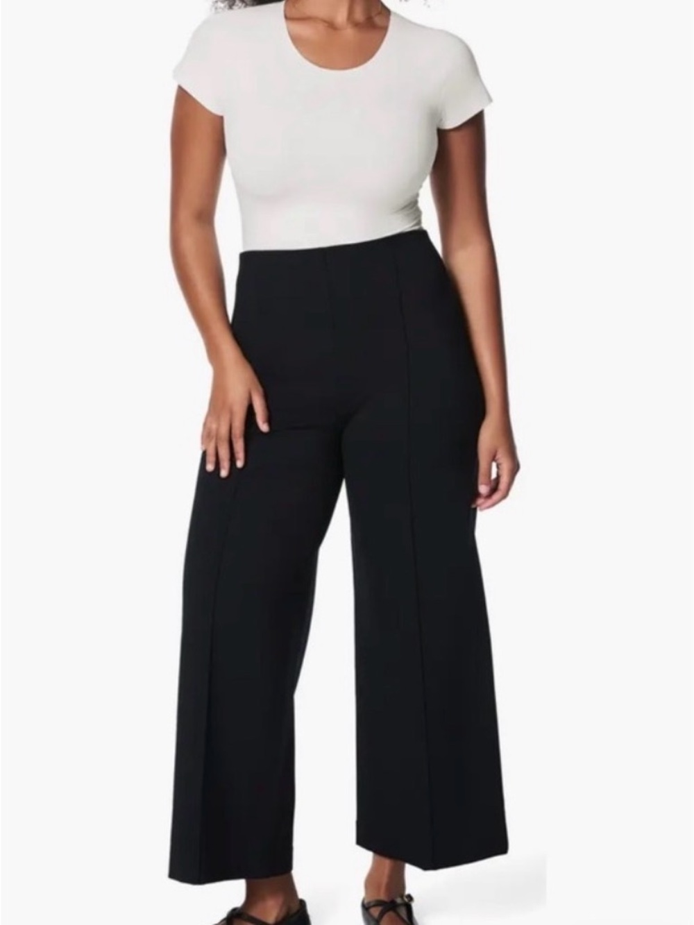SPANX Black High-Rise Wide-Leg Ankle Pants